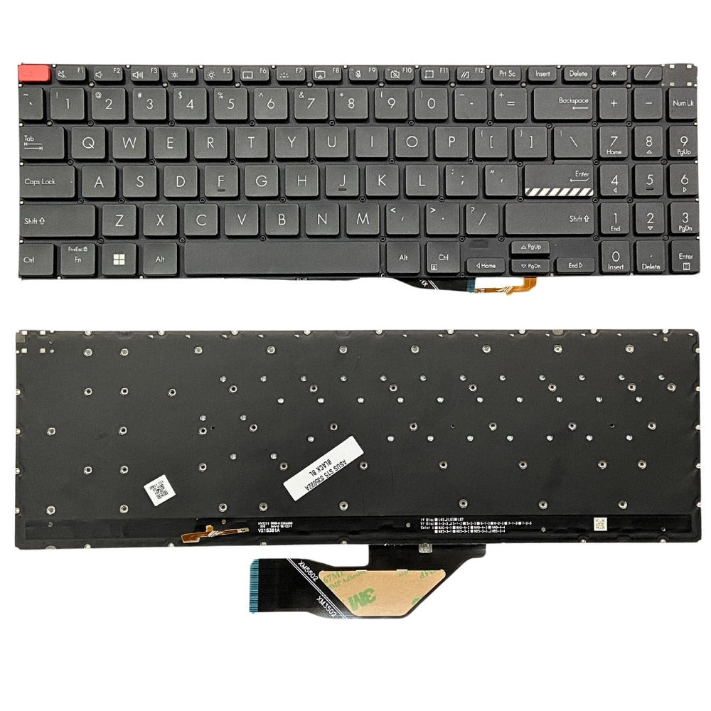 Premium Keyboard for ASUS VIVOBOOK S15 S3502ZA Black Grey with Backlight US layout