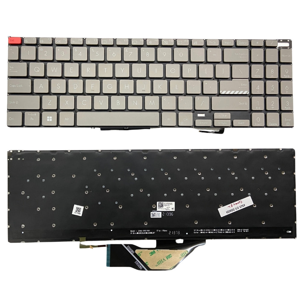 Premium Keyboard for ASUS VIVOBOOK S15 S3502ZA Black Grey with Backlight US layout