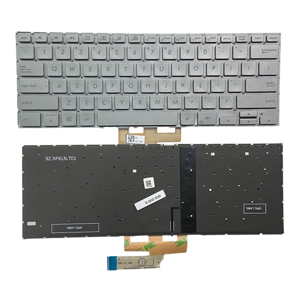 Keyboard for ASUS ZenBook Flip 14 with Backlight US layout Silver Grey