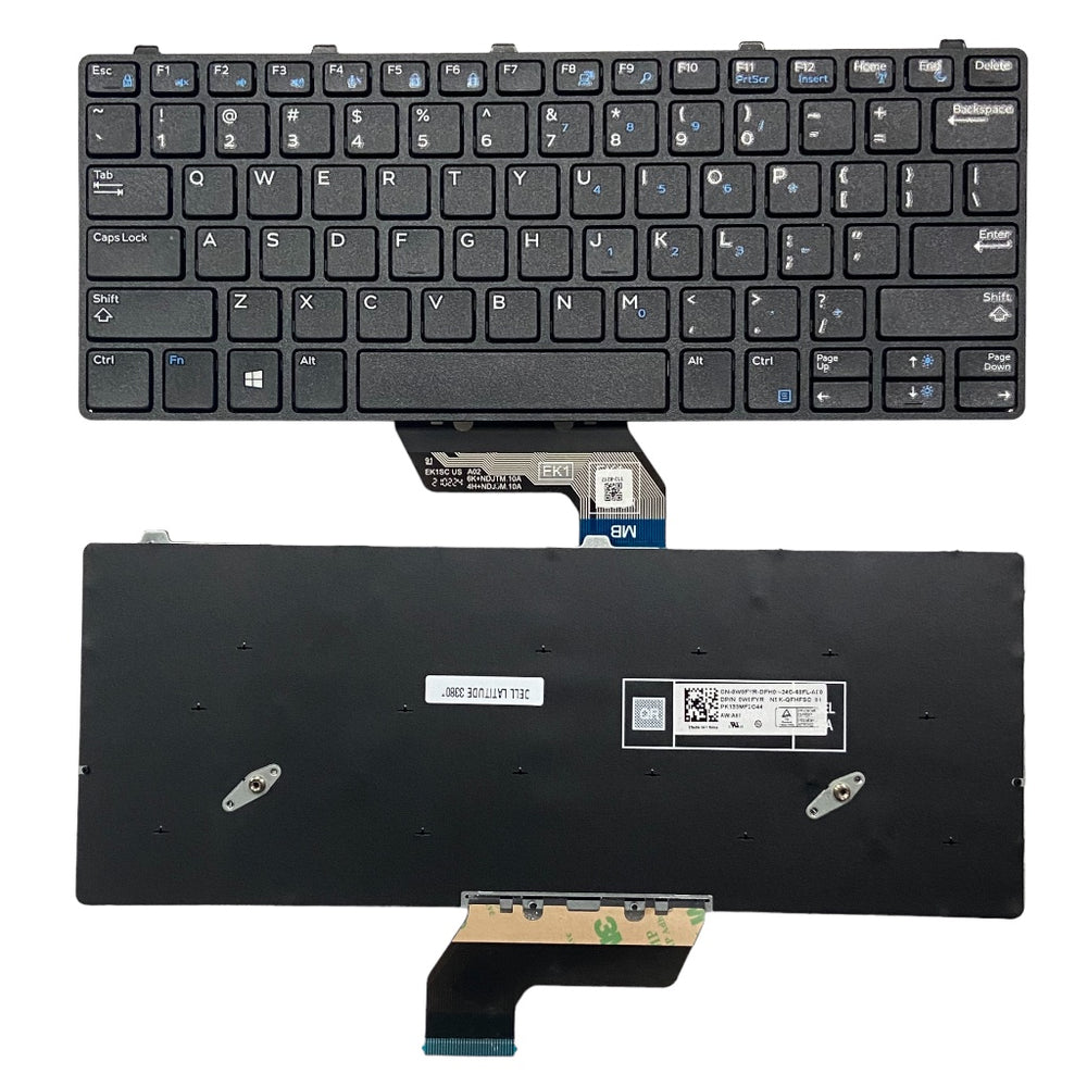 Keyboard for DELL Latitude 3380 Black without Backlight