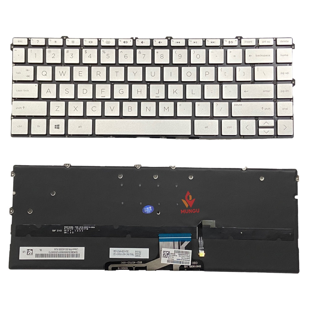 Premium Keyboard for  HP Spectre x360 13-AW Series Silver with Backlight