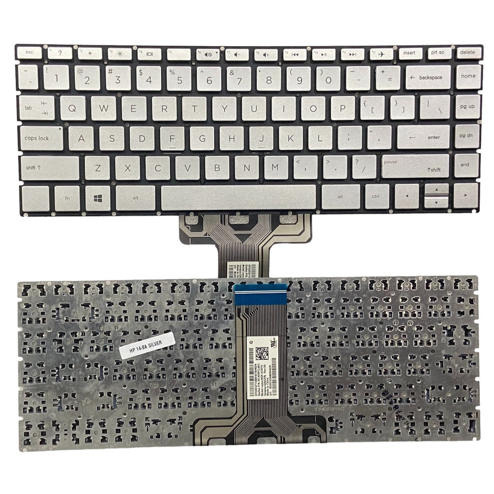 Premium Keyboard for HP 14-BA Silver Keys Backlight US layout