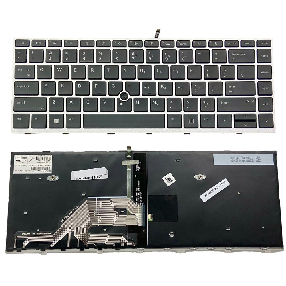 Premium Keyboard for HP ProBook 640 G5 645 G5 US Silver Frame with Backlight and Track Point US layout