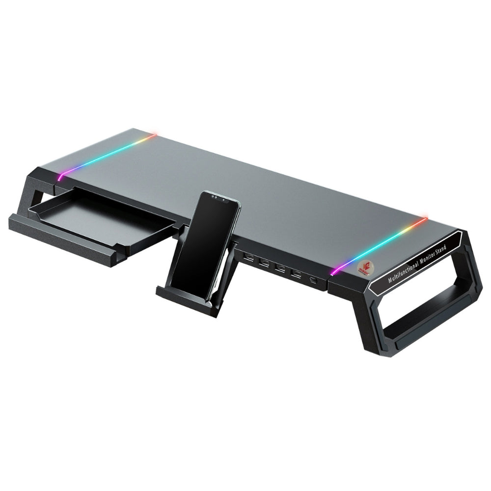 Cool Deck T1 RGB Monitor Stand with USB Hub Mobile Stand Storage